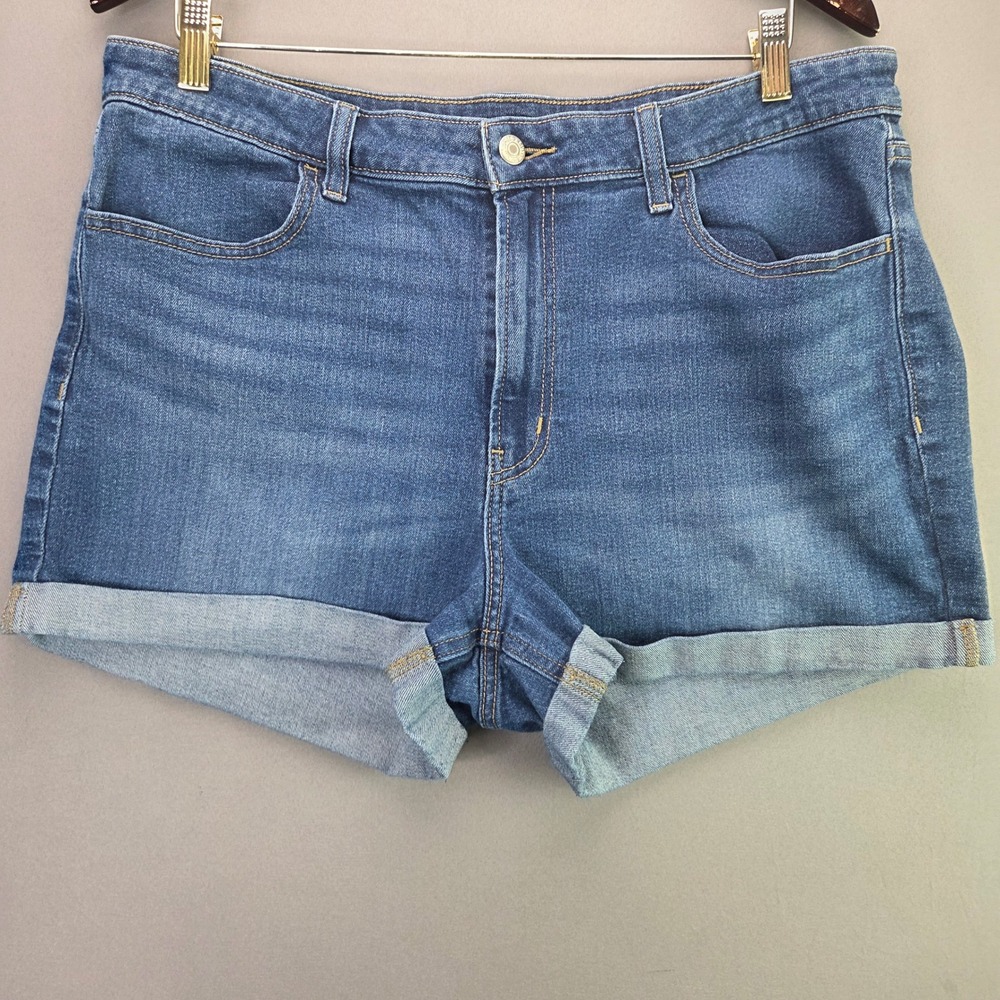 Old Navy Jean Shorts High Rise Wow 16 Blue Denim Cuffed Stretch Summer Casual
